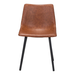 HomeRoots Set of Two Vintage Faux Leather Dining Chairs - Modern Industrial Style for Comfort & Versatility 394710