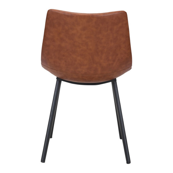 HomeRoots Set of Two Vintage Faux Leather Dining Chairs - Modern Industrial Style for Comfort & Versatility 394710
