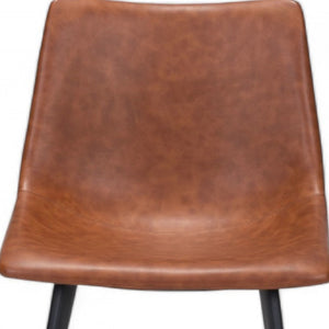 HomeRoots Set of Two Vintage Faux Leather Dining Chairs - Modern Industrial Style for Comfort & Versatility 394710