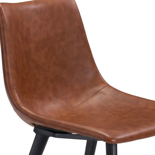 HomeRoots Set of Two Vintage Faux Leather Dining Chairs - Modern Industrial Style for Comfort & Versatility 394710