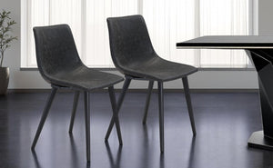 HomeRoots Set of Two Modern Black Upholstered Faux Leather Dining Side Chairs for Stylish Comfort & Versatility 394711