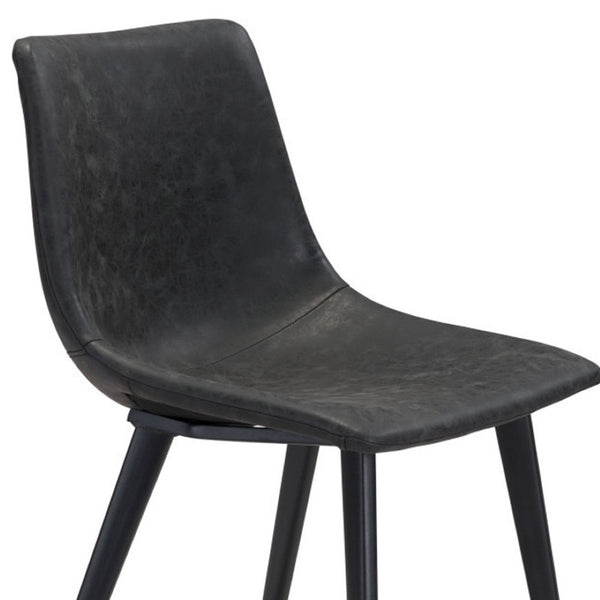 HomeRoots Set of Two Modern Black Upholstered Faux Leather Dining Side Chairs for Stylish Comfort & Versatility 394711