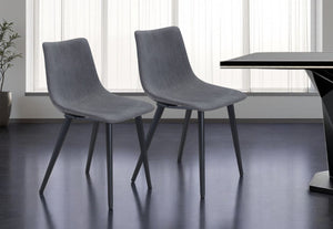 HomeRoots Set of Two Stylish Gray and Black Upholstered Dining Chairs for Modern Homes and Gatherings 394712