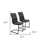 Homeroots Set Of Two Tufted Black Upholstered Faux Leather Dining Side Chairs  Metal 394717