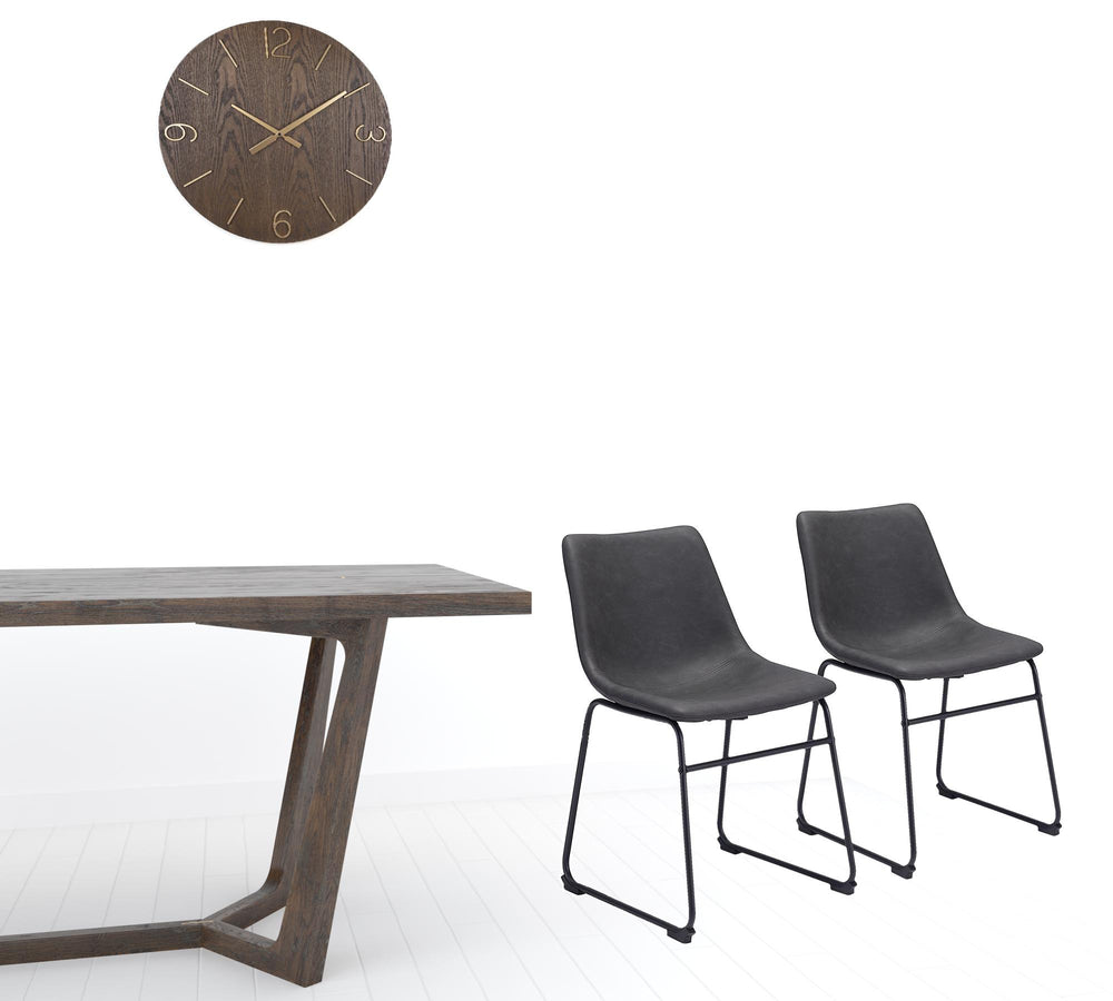 Homeroots Set Of 2 Black Solid Back Dining Chairs  Metal 394727