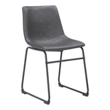 Set of 2 Stylish Black Solid Back Dining Chairs for Elegant Dining, Hallway, or Foyer Seating