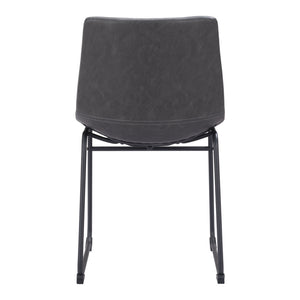 Homeroots Set Of 2 Black Solid Back Dining Chairs  Metal 394727