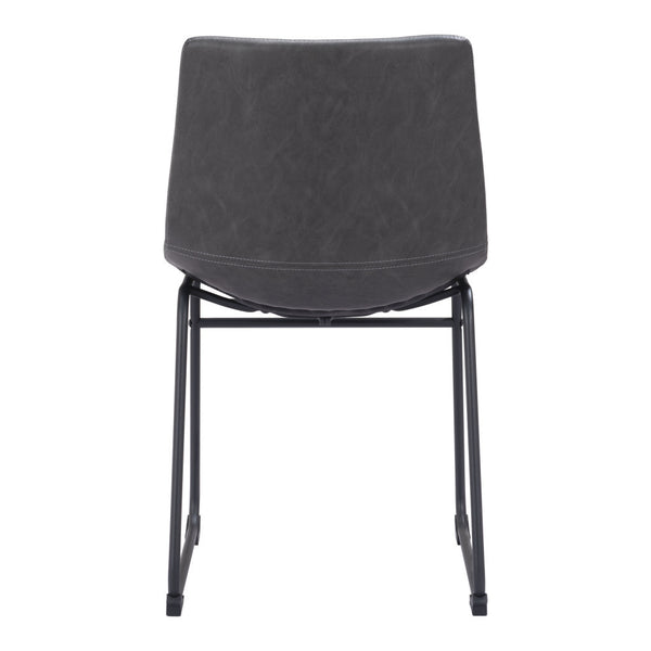 Homeroots Set Of 2 Black Solid Back Dining Chairs  Metal 394727
