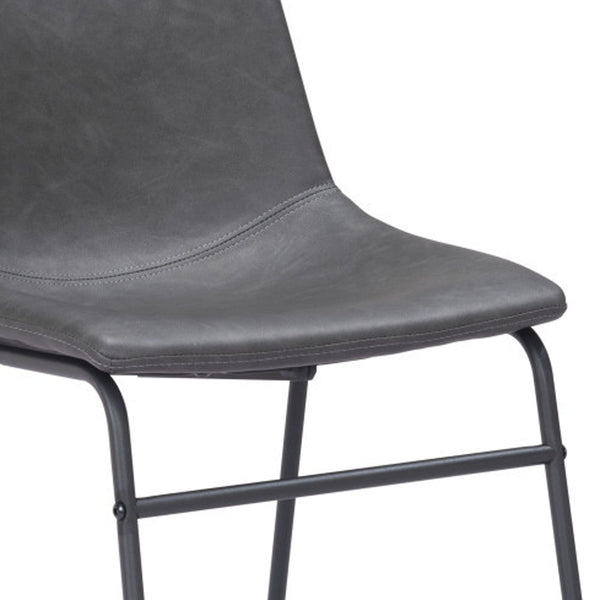 Homeroots Set Of 2 Black Solid Back Dining Chairs  Metal 394727