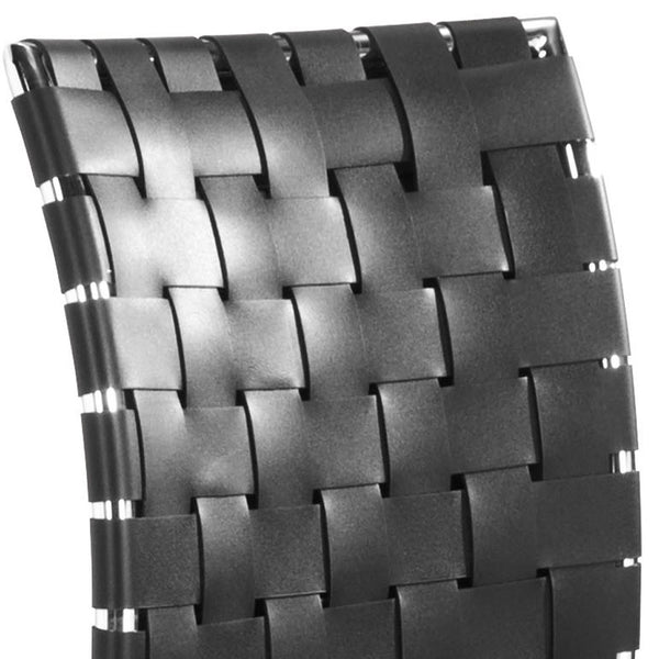 Homeroots Set Of Four Black And Silver Upholstered Faux Leather Open Back Dining Side Chairs  Metal 394739