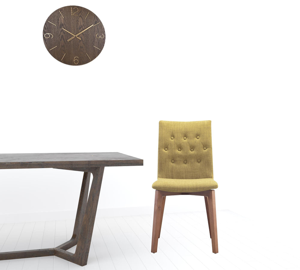 Homeroots Set Of Two Tufted Green And Brown Upholstered Fabric Dining Side Chairs  Wood 394741