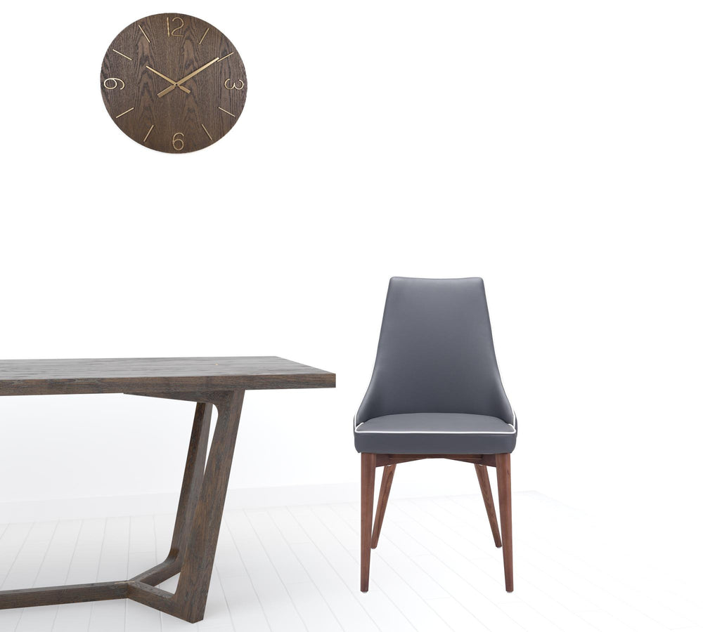 Homeroots Set Of Two Gray And Brown Upholstered Faux Leather Windsor Back Dining Side Chairs  Wood 394744