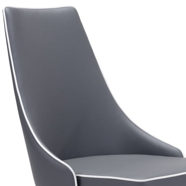 Homeroots Set Of Two Gray And Brown Upholstered Faux Leather Windsor Back Dining Side Chairs  Wood 394744