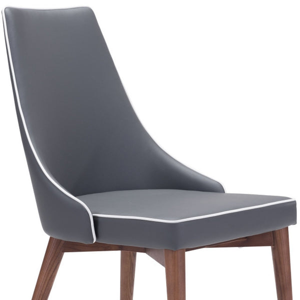 Homeroots Set Of Two Gray And Brown Upholstered Faux Leather Windsor Back Dining Side Chairs  Wood 394744