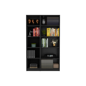 English Elm Kenyon Slim Two-Piece Bookcase Set with 10 Shelves — Modern Durable Particleboard Storage Solution Black 45 L x 16 W x 6 H B200S00300