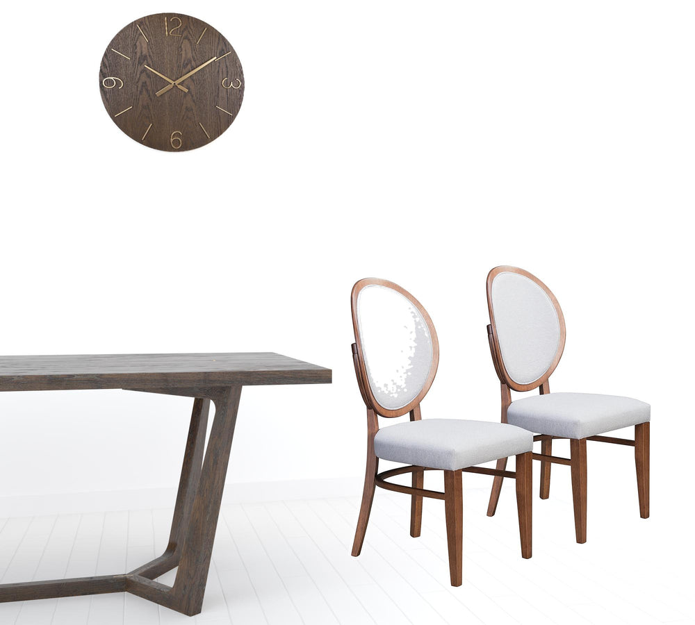 Homeroots Set Of Two Gray And Brown Upholstered Fabric King Louis Back Dining Side Chairs  Wood 394749