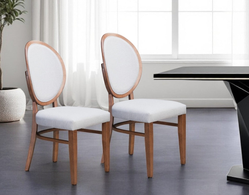 HomeRoots Set of Two Elegant Upholstered Gray King Louis Side Chairs with Brown Wooden Legs for Versatile Use 394749