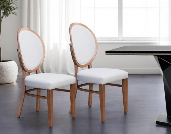 HomeRoots Set of Two Elegant Upholstered Gray King Louis Side Chairs with Brown Wooden Legs for Versatile Use 394749