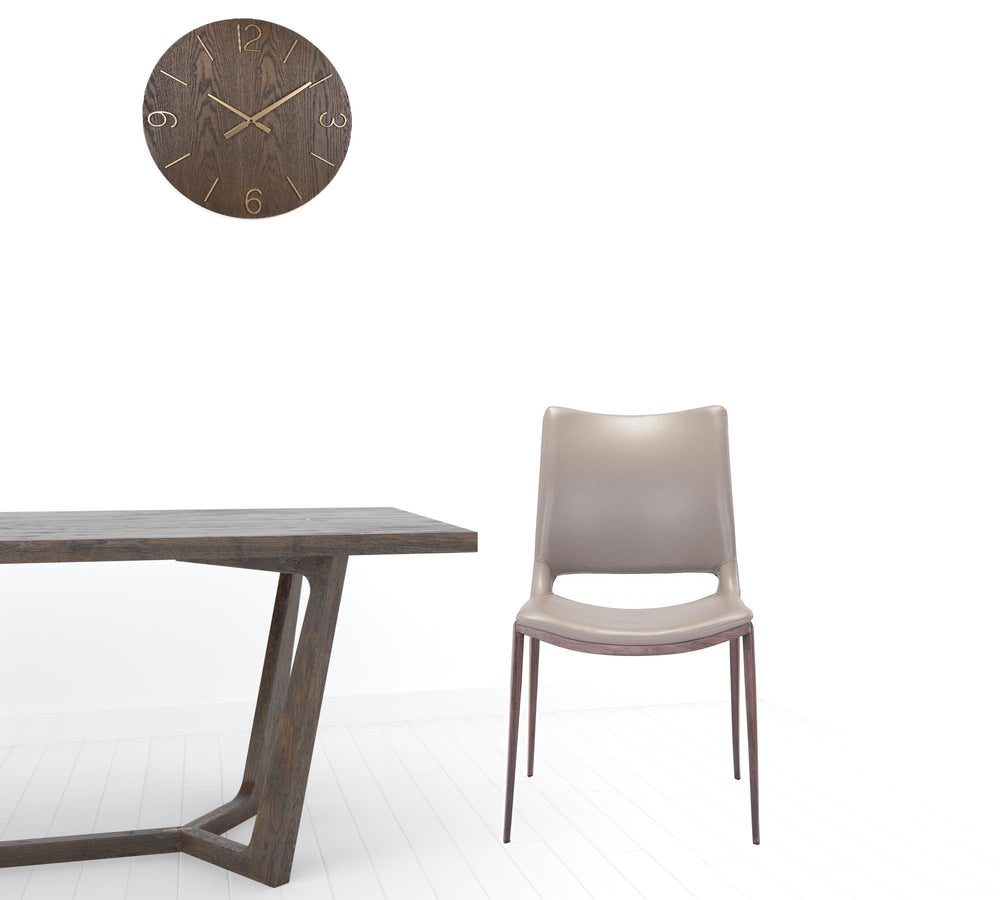 Homeroots Set Of Two Gray Faux Leather And Espresso Mod Ergo Dining Chairs  Metal 394752