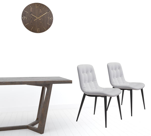 Homeroots Set Of Two Tufted White And Gray Upholstered Faux Leather Dining Side Chairs  Metal 394760