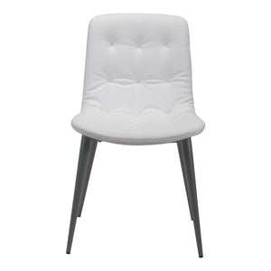 Homeroots Set Of Two Tufted White And Gray Upholstered Faux Leather Dining Side Chairs  Metal 394760
