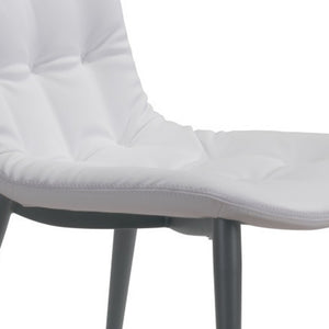 Homeroots Set Of Two Tufted White And Gray Upholstered Faux Leather Dining Side Chairs  Metal 394760