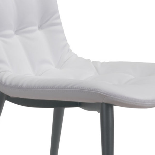 Homeroots Set Of Two Tufted White And Gray Upholstered Faux Leather Dining Side Chairs  Metal 394760