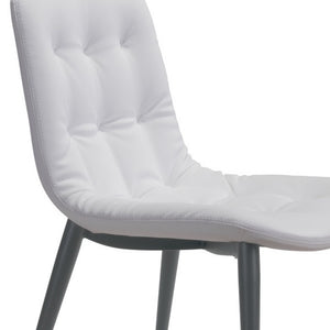 Homeroots Set Of Two Tufted White And Gray Upholstered Faux Leather Dining Side Chairs  Metal 394760