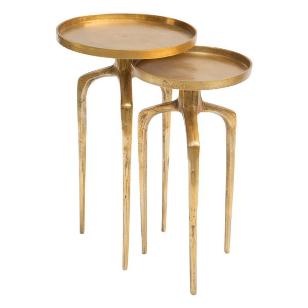 Homeroots Set Of Two 13" Gold Nested Tables   394785
