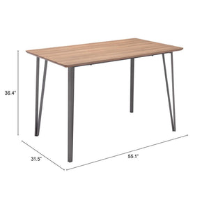 Homeroots 55" Brown And Gray Wood And Steel Dining Table - Stylish, Modern Design Perfect For Family Gatherings   394792