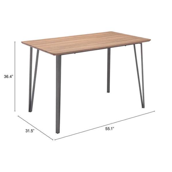 Homeroots 55" Brown And Gray Wood And Steel Dining Table - Stylish, Modern Design Perfect For Family Gatherings   394792