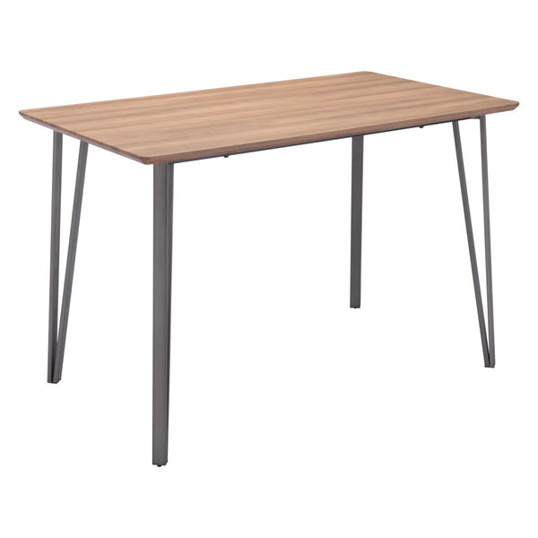 Homeroots 55" Brown And Gray Wood And Steel Dining Table - Stylish, Modern Design Perfect For Family Gatherings   394792