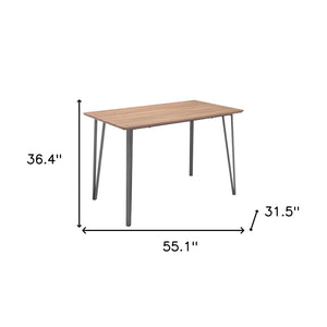 Homeroots 55" Brown And Gray Wood And Steel Dining Table - Stylish, Modern Design Perfect For Family Gatherings   394792