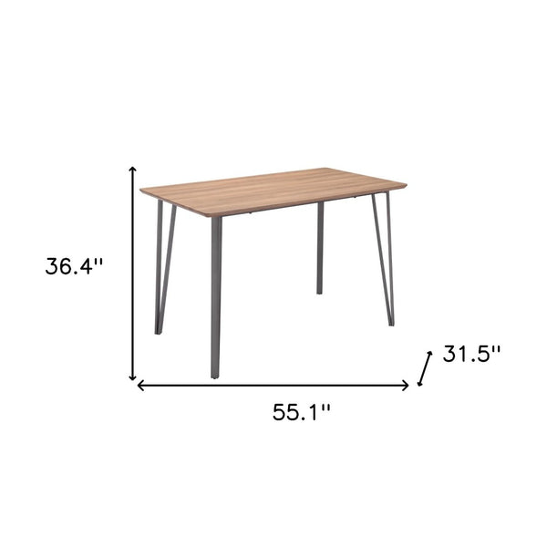 Homeroots 55" Brown And Gray Wood And Steel Dining Table - Stylish, Modern Design Perfect For Family Gatherings   394792