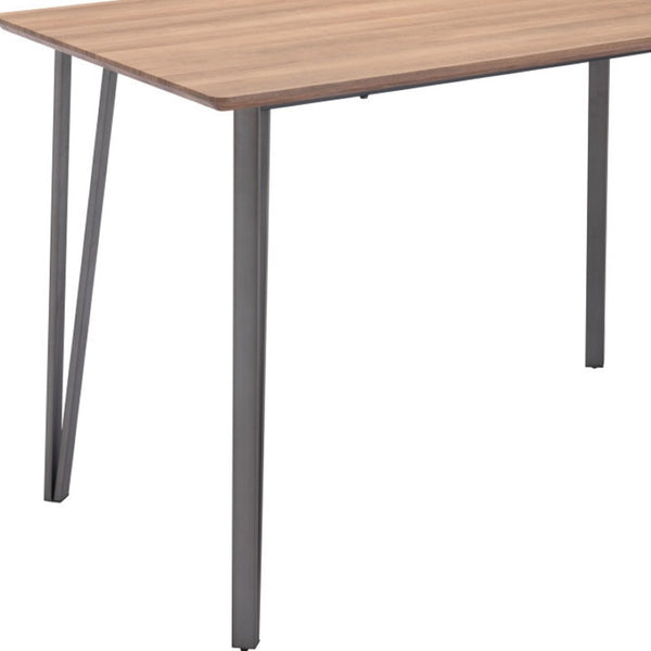 Homeroots 55" Brown And Gray Wood And Steel Dining Table - Stylish, Modern Design Perfect For Family Gatherings   394792