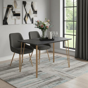 55 Inch Two-tone Steel and Wood Counter Height Dining Table for Modern Kitchens
