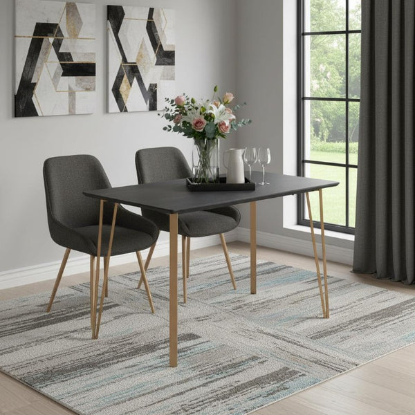 55 Inch Two-tone Steel and Wood Counter Height Dining Table for Modern Kitchens