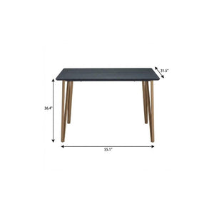55 Inch Two-tone Steel and Wood Counter Height Dining Table for Modern Kitchens