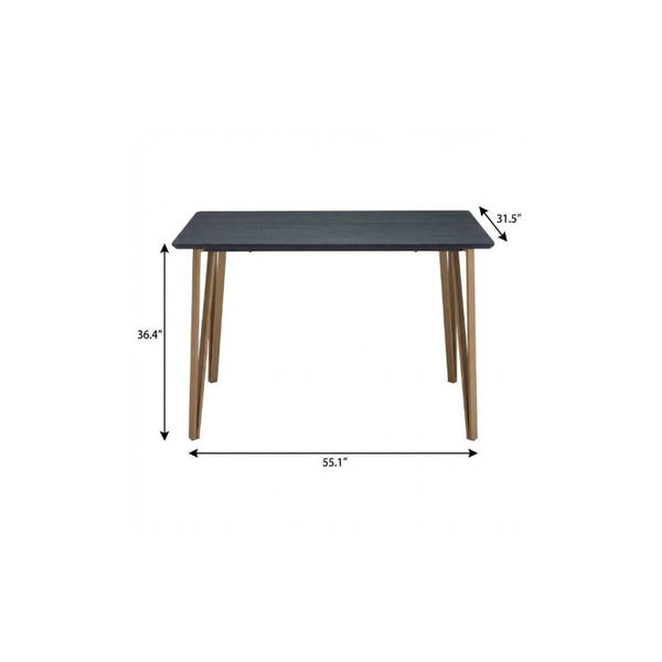 55 Inch Two-tone Steel and Wood Counter Height Dining Table for Modern Kitchens