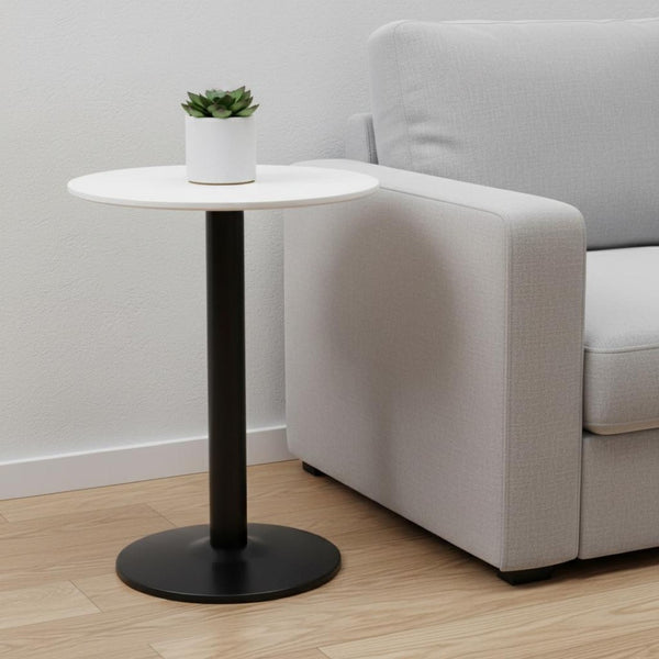 HomeRoots 24" Sleek Black and White Round End Table - Modern Bistro Design for Any Space, Stylish & Functional 394795