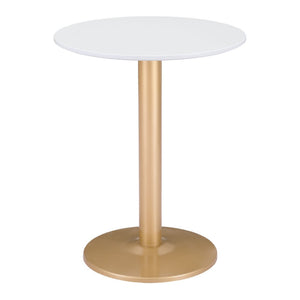 HomeRoots 24" Gold and White Round End Table - Modern Compact Design for Dining, Lounge, or Office Spaces 394796