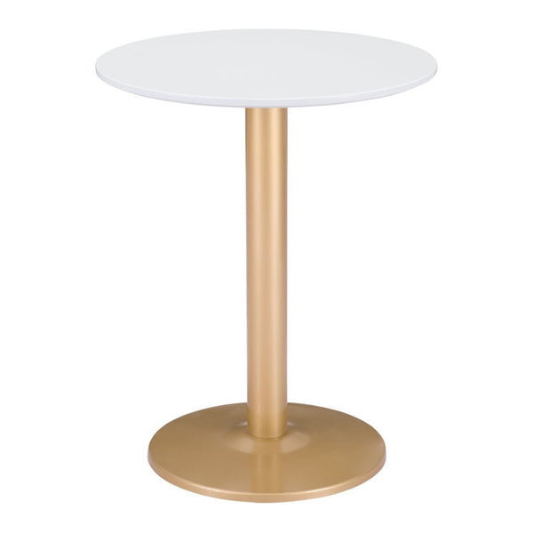 HomeRoots 24" Gold and White Round End Table - Modern Compact Design for Dining, Lounge, or Office Spaces 394796