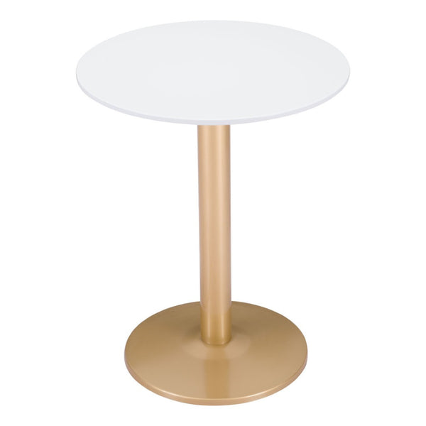 HomeRoots 24" Gold and White Round End Table - Modern Compact Design for Dining, Lounge, or Office Spaces 394796