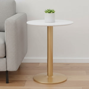 HomeRoots 24" Gold and White Round End Table - Modern Compact Design for Dining, Lounge, or Office Spaces 394796
