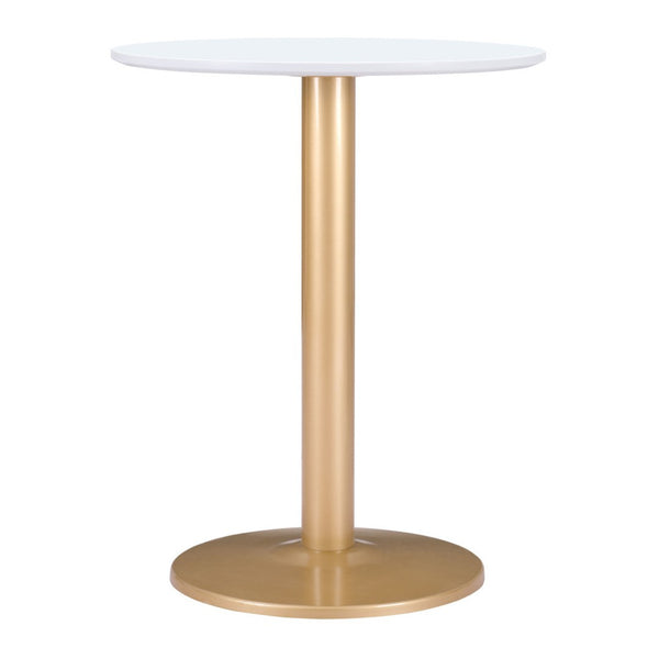 HomeRoots 24" Gold and White Round End Table - Modern Compact Design for Dining, Lounge, or Office Spaces 394796