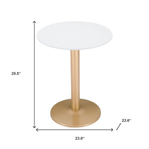 HomeRoots 24" Gold and White Round End Table - Modern Compact Design for Dining, Lounge, or Office Spaces 394796