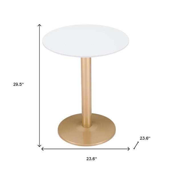 HomeRoots 24" Gold and White Round End Table - Modern Compact Design for Dining, Lounge, or Office Spaces 394796