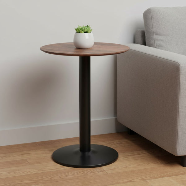 HomeRoots 24" Chic Black and Brown Round End Table for Small Spaces - Versatile Bistro Style Accent Piece 394798