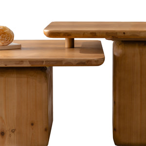 English Elm Vintage Retro Square Coffee Table Set with Wood Grain MDF Veneer & Fir Frame, Sturdy 110lb Capacity, Stylish Living Room Accent (Set of 2) Natural W757P235684