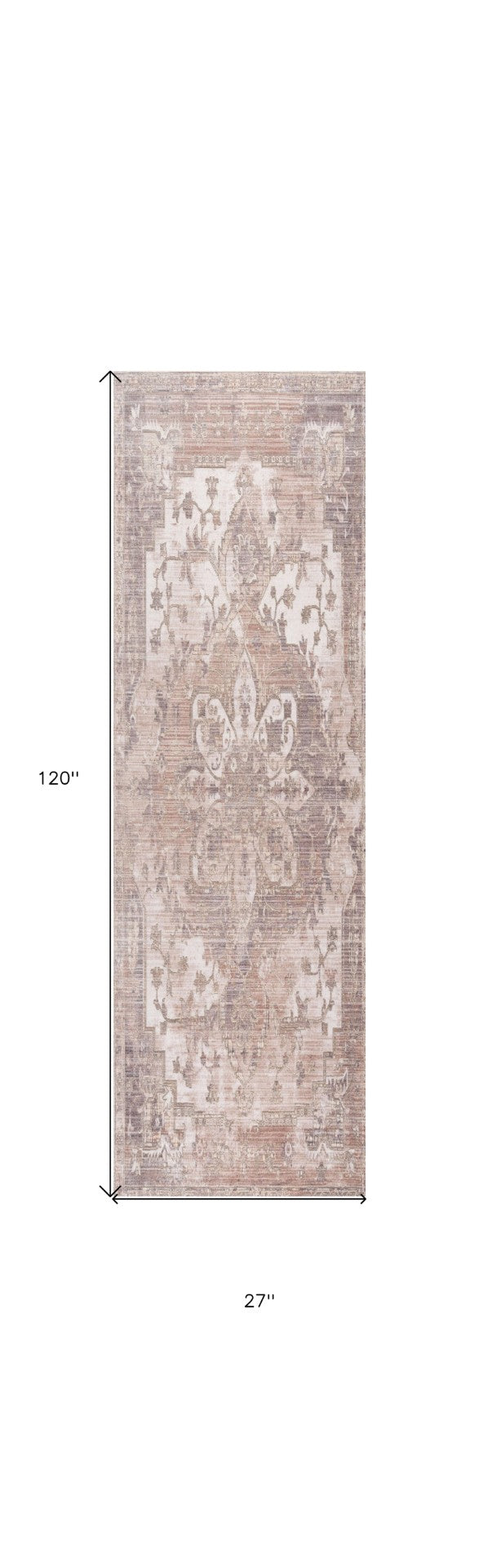 HomeRoots 10' Beige and Ivory Medallion Runner Rug - Durable, Soft, Noise-Dampening, Perfect for Hallways & More 2' x 10' 394810